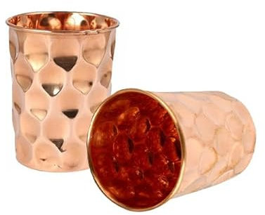 BRACOP® Kupferbecher, Kupferkrug, Kelchgläser, Trinkglas-Set (2 Stück), reines Kupfer, Ayurveda, Moscow Mule, Becher, Glas für Cocktails, Wien, Trinkgeschirr, Gläser-Set, Trinkflasche, Glaswaren