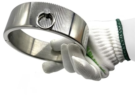 Soarvlorfy 4 cm Höhe Fetisch Halsband mit Traktionsring, Edelstahl Neck Kragen Bondage Erotik Halsfessel Sklaven Bondage Metall Sex Halsreif BDSM-Sexspielzeug für Männer Frauen Paare,Silber,Ø 11.7cm