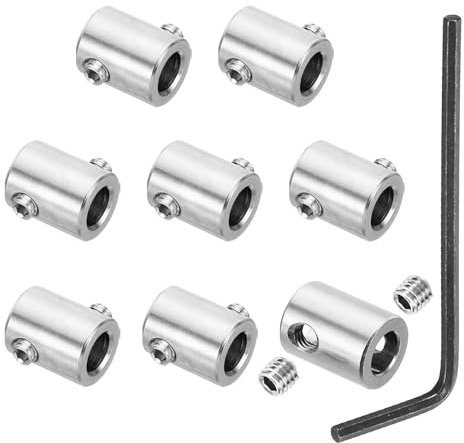 PATIKIL 4mm Hole Wire Rope Clips Set, 8 Set 304 Stainless Steel Double Holes Lock Cable Clamps Clip with M4 Hexagon Screws Spanner for Cable Fitting, Silver 8x10mm