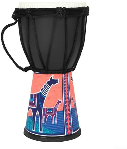 ZAMETTER Djembé africain de l'Ouest coloré de 10,2 cm - Tambour éducatif - Djembé africain de l'Ouest coloré (A)