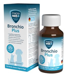 Marsavet Bronchio Plus – Flüssiges Ergänzungsfuttermittel mit pflanzlichen Inhaltsstoffen zur Unterstützung der normalen Atemwegsfunktion - für Hunde, Katzen, Nager und Vögel | 100 ml