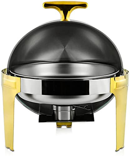 Scaldavivande scaldavivande, per buffet, cene, feste, matrimoni, banchetti in acciaio inox, con padelle per alimenti (oro)