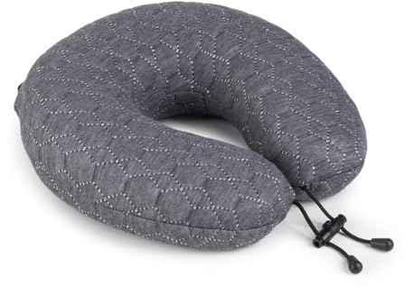 Vitapur Ergonomisches Reisekissen - Memory-Foam Komfort für Flugzeug, Auto, Zug - Verstellbarer Verschluss, Atmungsaktiver Bezug - Stützt Kopf & Nacken - Kompakt & Tragbar - Grau