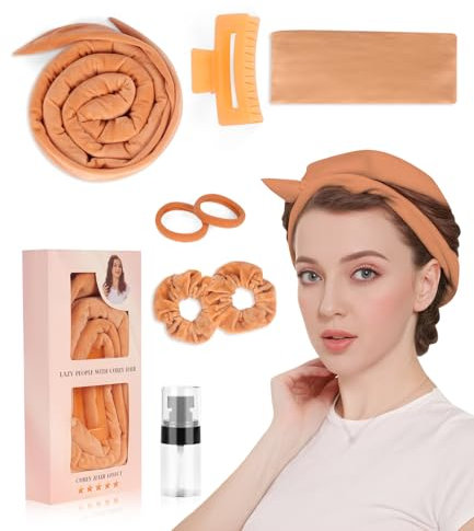 Bigodini per capelli senza calore, arricciacapelli Overnight, fascia in velluto per tutta la notte con nastro arricciacapelli, fai da te senza hea, per capelli lunghi e medi