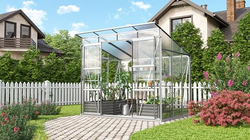 Vitavia Gewächshaus Freya 5900, Aluminium eloxiert, 5,9 m², 3 mm ESG, 6 mm HKP | Wetterfestes & stabiles Treibhaus | Perfekt für Gemüse & Pflanzen | Robust & langlebig
