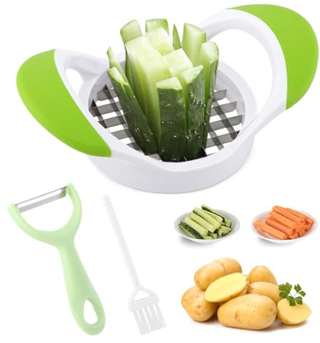 Cortador de patatas fritas, cortador de verduras multiusos de acero inoxidable para patatas fritas, cortador de cebolla, cortador de alimentos, cortador manual de verduras, verde