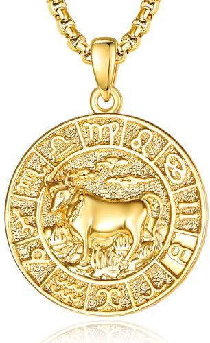 ADMETUS Sternzeichen Stier Anhänger Kette Gold Stier Halskette Herren Tierkreiszeichen Anhänger Schmuck Sternzeichen Konstellation Kette Geschenke für Männer