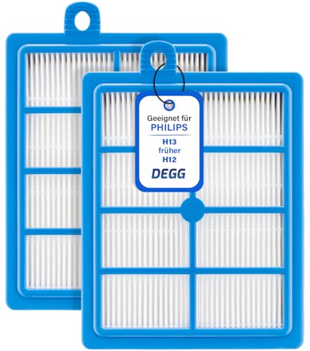 DEGG® Filtro HEPA H13, Compatibile con Philips, AEG ed Electrolux, 2 Pezzi | Filtro di Ricambio FC8031, H13 (Precedentemente H12), Filtro per Aspirapolvere, Vestibilità Perfetta