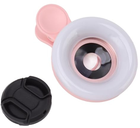 Telefoni Fotocamera 15x Lente Macro con Mini Clip Suoneria, Luce Portatile per Telefono Ricaricabile Light, da 2800 a 6500k Telefoni Ad Anello di Riempimento LIEN per la (Rosa)