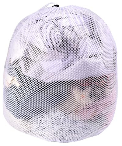 20x24 Inch Mesh Laundry Bag with Drawstring, Machine Washable White Net Washing Backpack, Delicates Wash Bags for Home Travel Hotel College Dorm Apartment