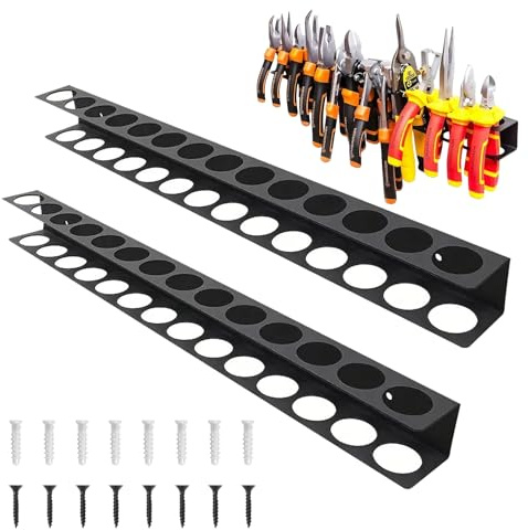 Zyluniy Organisateur de Tournevis, 2 pièces Wall Mount Screwdriver, Support de tournevis pour ateliers, Porte-tournevis et pinces pour garage (Noir)