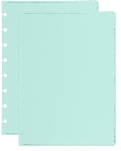 PATIKIL 1 Juego De Cubierta De Cuaderno De Disco En Cuero, Tamaño A5 6.3 x 8.66 Cubierta De Planificador De Disco Para Producto De Oficina De Cuaderno De Disco, Verde Lago