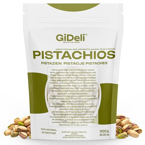 GiDeli Pistacchi arrostiti e salati 1 kg con ciotola di spuntino salato ideale per aperitivi e feste
