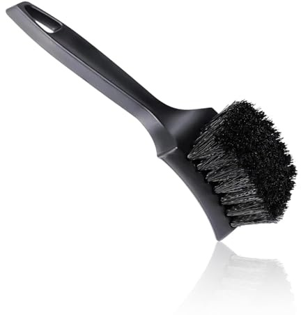 Car Wheel Cleaning Brush, Heavy-Duty Bristles for Rim Detailing, Black PP Tyre Brush, Alloy Wheel Brush, Car Detailing, Alloy Wheel Cleaner (8.3x2.4x1 Inches, for Cars, Motorcycles & Bicycles)