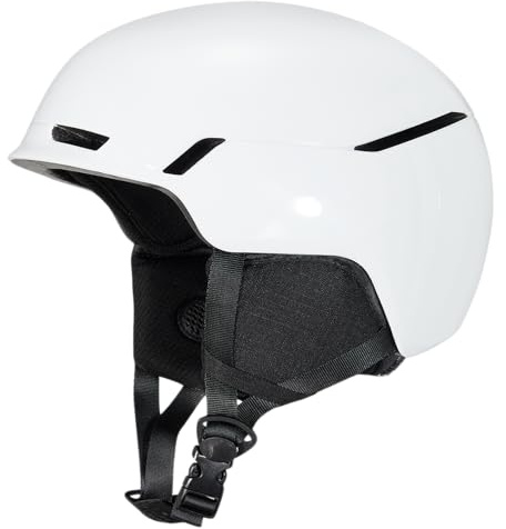 VCOROS Casco de Esquí Transpirable UV Seguridad Comodidad Casco de Snowboard mit Orejeras Extraíbles para Hombre Mujer (Blanco Brillante, Large)