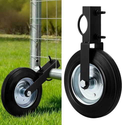 Therwen 8 Inch Gate Wheels for Metal Tube Gate Fits 1 5/8 to 2 Diameter 500 lb Capacity Heavy Duty Fence Helper Wheel Support Ground Roller Prevent from Dragging for Chain Link Fence Swing Wood