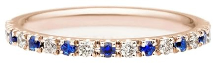 Homxi Damförlovningsringar 9K/14K/18K roséguld, halv evighet rund med safir och diamant, förlovningsringar dam roséguld blå, 9 karat (375) roséguld, Safir Diamant