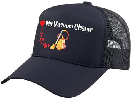 Vacuum Cleaning Lover Traditional Vacuum Cleaner with Cords Trucker Hat with Adjustable Mesh Back, Navy Blue