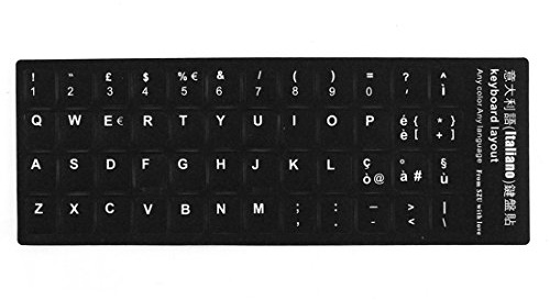 sourcing map Notebook Desktop Italiano Tastiera protettore Decalcomania Grandi Lettere Adesivo Nero