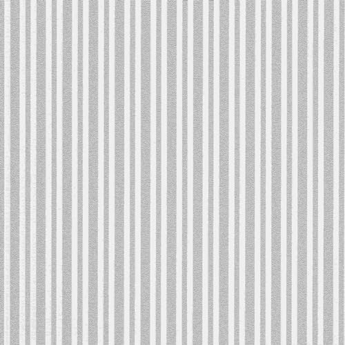 BRICOFLOR Grau weiß gestreifte Tapete klassisch | Edle Vliestapete mit Streifen für Büro und Flur | Vlies Streifentapete ideal für Arbeitszimmer