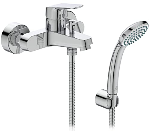 Ideal Standard – Ceraflex, Miscelatore esterno per vasca o doccia, Kit completo di doccetta ad una funzione e flessibile da 1500mm, Cromato