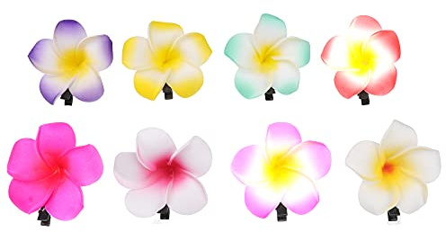 FRcolor 24 piezas . clips de flor de plumeria de estilo hawaiano (12 colores)