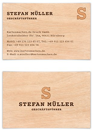 100 x Visitenkarten individuell Business Karten 300g/qm 85 x 55 mm - Holzoptik