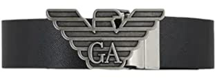 Emporio Armani Twin Buckle Reversible Herren Gürtel Schwarz ONE Size