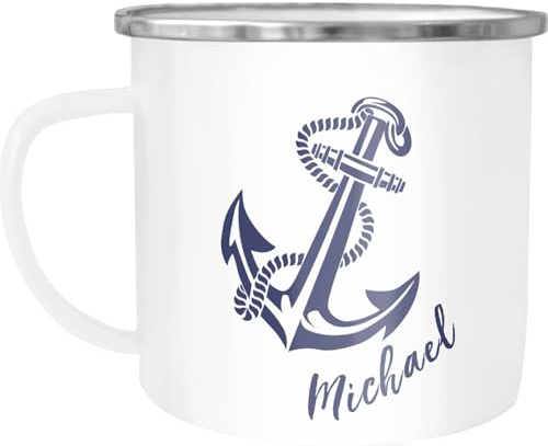 SpecialMe® Emaille-Tasse mit Namen Emaille-Becher personalisierte Geschenke Namensaufdruck Namensbecher Weiss-metall Emailletasse