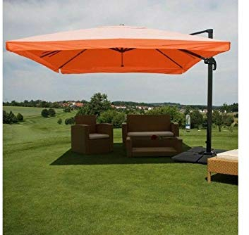 madera Luxus Sonnenschirm Marktschirm terrakotta 3x4m Ampelschirm Schirm mit Ständer A