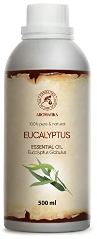 Aceite Esencial Eucalipto 500ml - Eucaliptus Globulus - Aceites Esenciales de Aromaterapia - Aceite Eucalipto 100% Puro para - Inhalación - Difusores y Velas Caseras - Sauna - Baño de Vapor