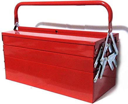 FAST WORLD SHOPPING ® Cassetta Porta Utensili Con 5 Scomparti Cassettiera In Ferro Raccogli Attrezzi Con Manico Per Trasporto