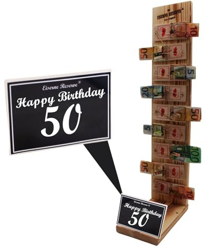 Genial-Anders Originelle lustige Geldgeschenke zum 50. Geburtstag Geschenkideen für Männer und Frauen - Mausefalle Deluxe - 9 - Text s/w Happy Birthday 50 Geburtstag