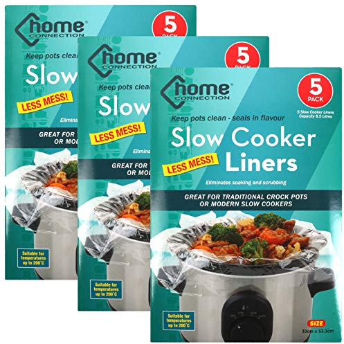15pc Slow Cooker Liners 6.5L Universal Size Crock Pot Easy Clean Covers 200ºC