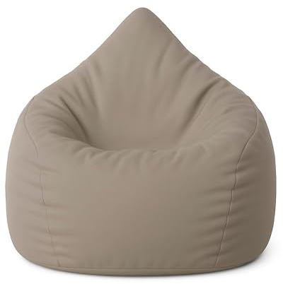 PATCH HOME Sitzsack Tropfenform mit Reißverschluss Nachfüllbar - für In & Outdoor - mit Styropor Füllung 3 Größen erhältlich XXXL - Höhe 125cm, Durchmesser 105cm Beige