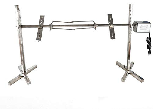 SHZICMY Set di spiedo per barbecue con motore in acciaio inox, 15 W, spiedo rotativo automatico, spiedo girevole elettrico, griglia a gas, barbecue a truciolato, supporto per barbecue a spina