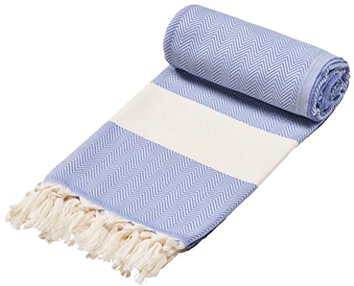 Sowel® Telo mare XXL, 100 x 200 cm, Asciugamano da sauna, Leggero, Sottile, Asciugamano per hammam, Fouta, Pestemal, Donna e Uomo, 100% Cotone, Blu Pietra