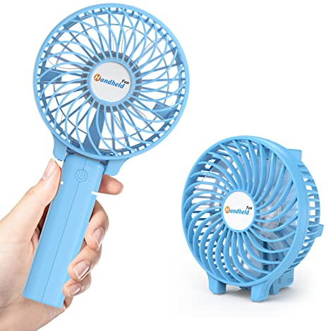 Jonwall Ventilatore USB, Mini Ventilatore Portatile Ventilatore da Tavolo Ricaricabile Ventilatore da Scrivania Personale Pieghevole per Viaggi in Campeggio Ufficio Domestico Blu