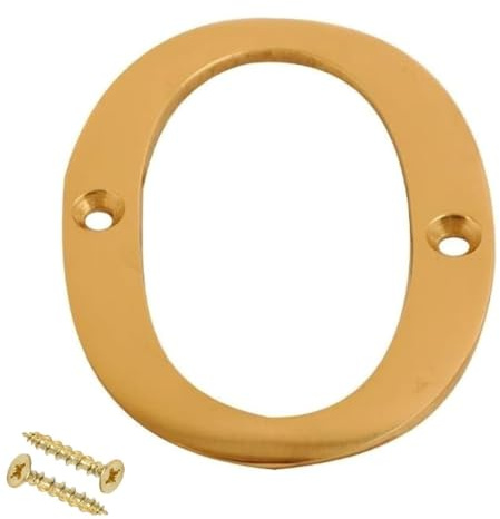 Numéros de porte en laiton à visser de 7,6 cm - Numéros de porte élégants et audacieux - Convient à tous les types de portes, y compris le bois uPVC et le numéro composite 0.