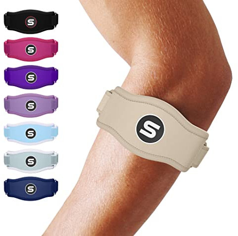 Sleeve Stars Tennis Elbow Brace for Women - Adjustable Tennis Strap, Golfers Elbow Brace for Men, Counterforce for Tennis Elbow for Tendonitis Relief, Fits 9-23 (Single/Beige)