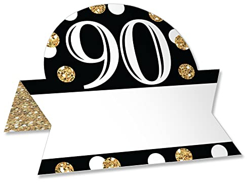 Big Dot of Happiness Adult 90th Birthday - Gold - Birthday Party Tent Buffet Card - Table Setting Name Place Cards - Set of 24