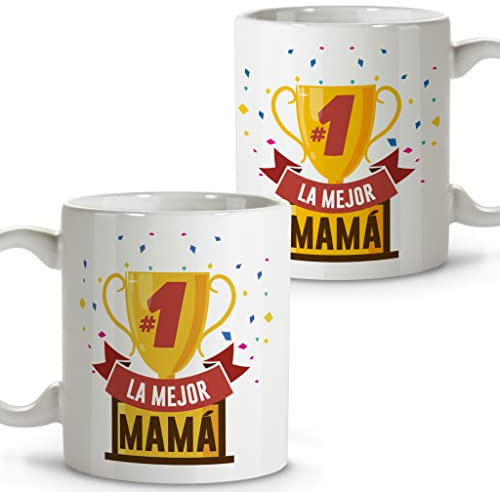 LolaPix Taza copa mamá. Taza Abuela. Tazas Desayuno Originales. Taza Cerámica 330 ml. Regalos con Frases. Día de la Madre.