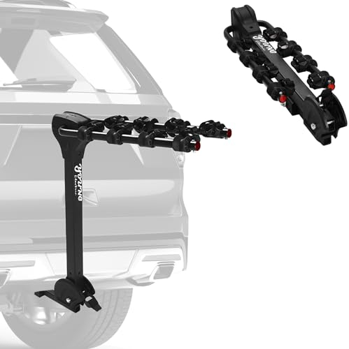 Young Fahrradträger für 4 Fahrräder, neigbar, mit praktischem Pedal für Autos, SUVs und LKWs, passend für 3,2 cm und 5,1 cm Anhängerkupplungen, für 4 Fahrräder