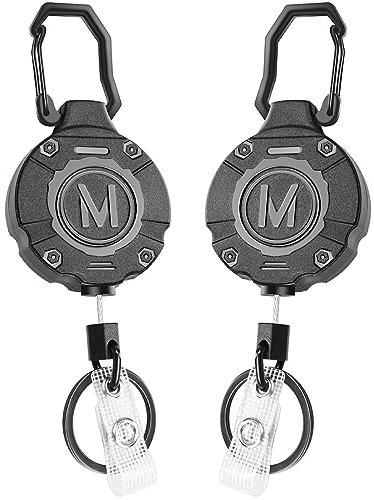 2 Pack Heavy Duty Retractable Keychain ID Badge Reels