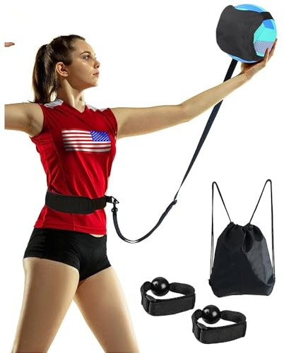 Ezweiji Volleyball Trainingsgeräte Fußballtrainer, Verstellbarer Solo Practice Fußball und Volleyball Trainer für Servieren, Einstellen, Spiking und Armschaukel geeignet für Kinder Jugend Erwachsener