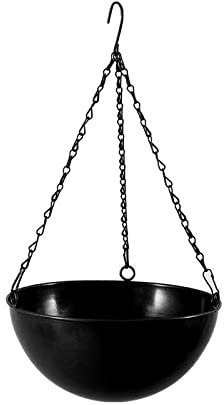 Wnvivi Vasi da Fiori Sospesi,Cesto Sospeso per Piante in Metallo per Esterno,Fioriera con Vasi Sospesi con Catena,Vasi per Orchidee Sospesi,(Nero, 25,5 cm, 2 Pezzi)