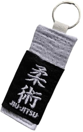 OSS - Portachiavi per Jiu Jitsu brasiliano, Jiu Jitsu, MMA, per tutte le classifiche delle cinture, idea regalo, bianco, 10 cm