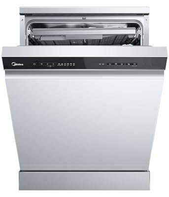 Midea SF 7.60NW14B Geschirrspüler 60cm Freistehend & Unterbaufähig, 14 Maßgedecke, 8 Programme, Spülmaschine 60 cm mit WIFI, 42 db, Hygienepflege+, Dualzone Wash, Extra Trocknen
