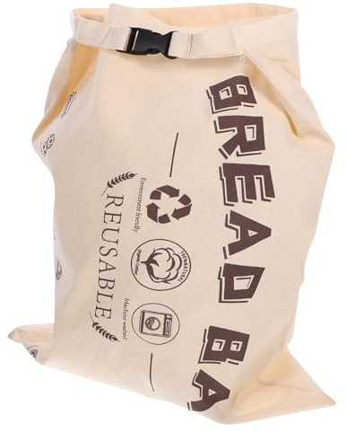 Beige Cotton Bread Bag with Release Buckle | Reusable Eco-Friendly Food Storage Pouch | Ideal for Keeping Homemade Bread Fresh