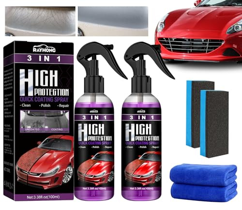 TO-HIRMMEL 2 Stück High Protection 3in1 Spray, Nano Versiegelung Auto Spray, Kratzer Entferner Auto, 3 in 1 High Protection Beschichtung Spray, Politur Auto Ceramic Coating Car Spray(200ML)